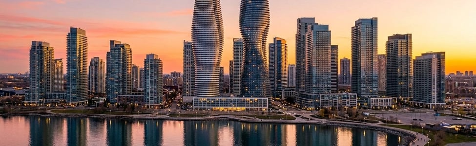 Iconic Mississauga Skyline featuring Absolute World Towers Twilight Photography