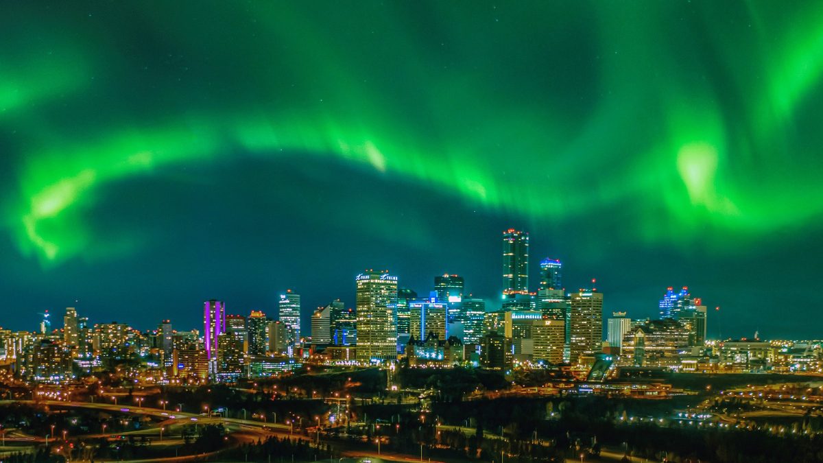Edmonton homes for sale — skyline from Strathearn over the river valley