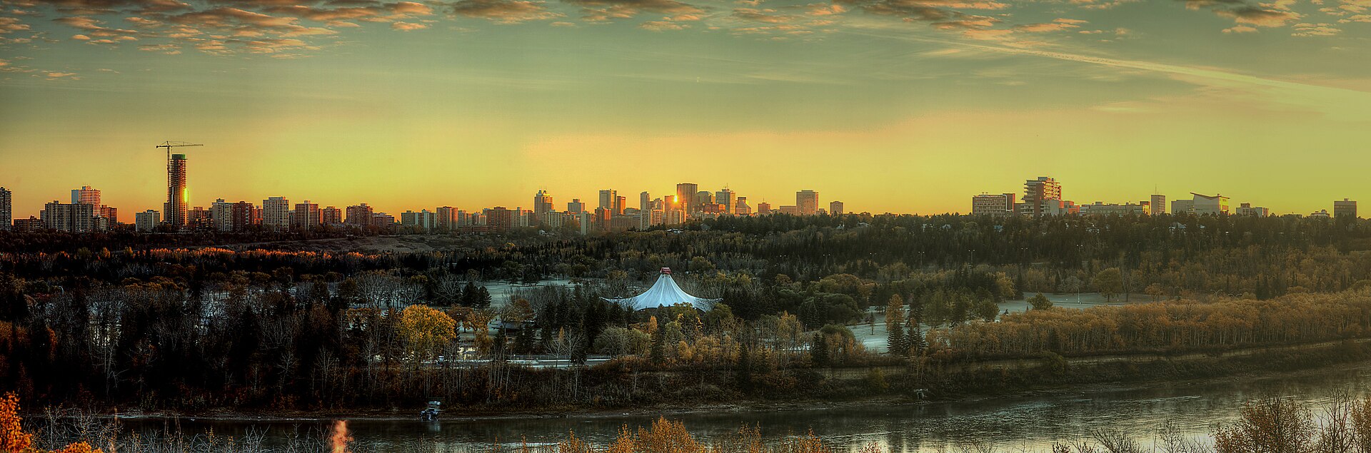 Edmonton skyline across the North Saskatchewan River valley (general Edmonton photo — no licensed photo of Keswick itself is available)