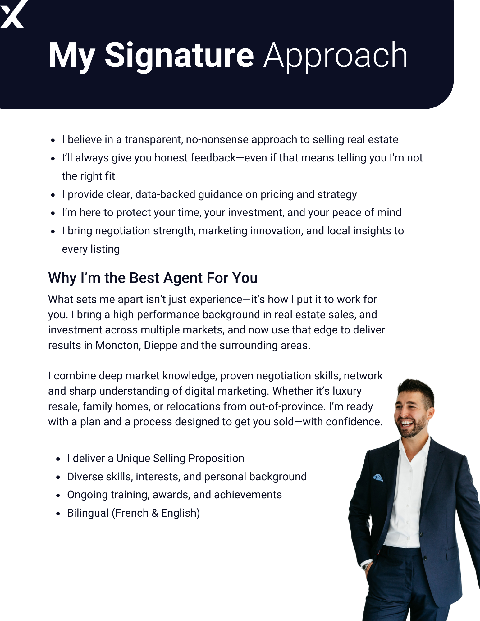 Joel Langlois Realtor value proposition including market knowledge, digital marketing, and bilingual service