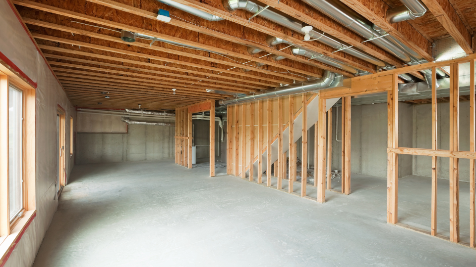 Visual of a unfinished basement, how long does a home inspection take