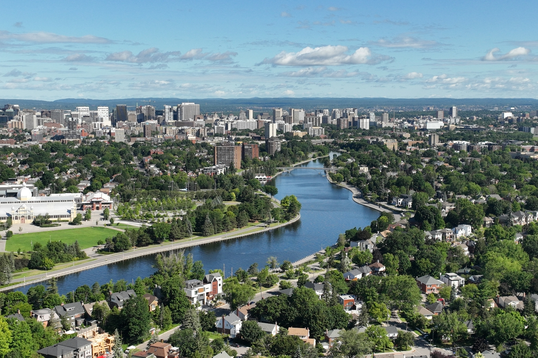 Aerial view of Ottawa and the Rideau Canal