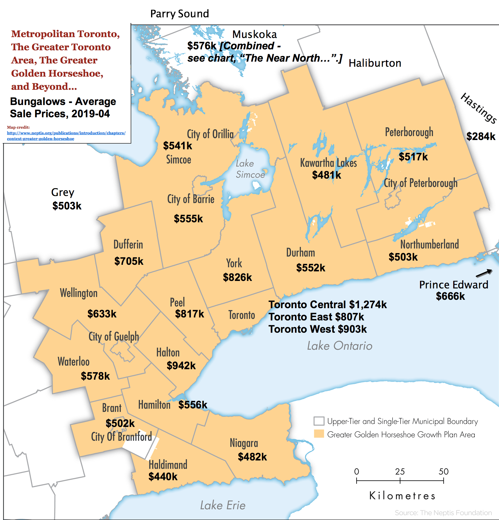 QuickStats Map - 2019-04 GTA, GGH & Beyond Bungalows Sold