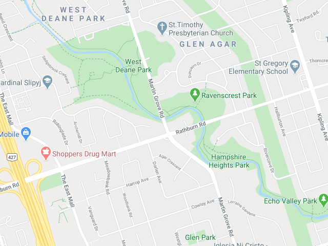 Image - Map of Central Etobicoke, including West Deane Park neighbourhood