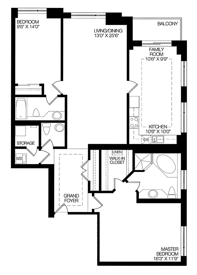 38 Avenue Rd Toronto Floor Plans Prince Arthur Condos Yorkville 2 Bedrooms Family Room 1520 Sq Ft Plus Balcony Suite B Layout