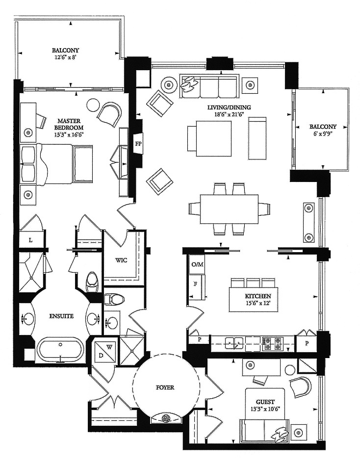 80 Yorkville Ave Annex Toronto Condos Floor Plans 2 Bedrooms 1570 Sq Ft Plus 2 Balconies Renfrew Layout