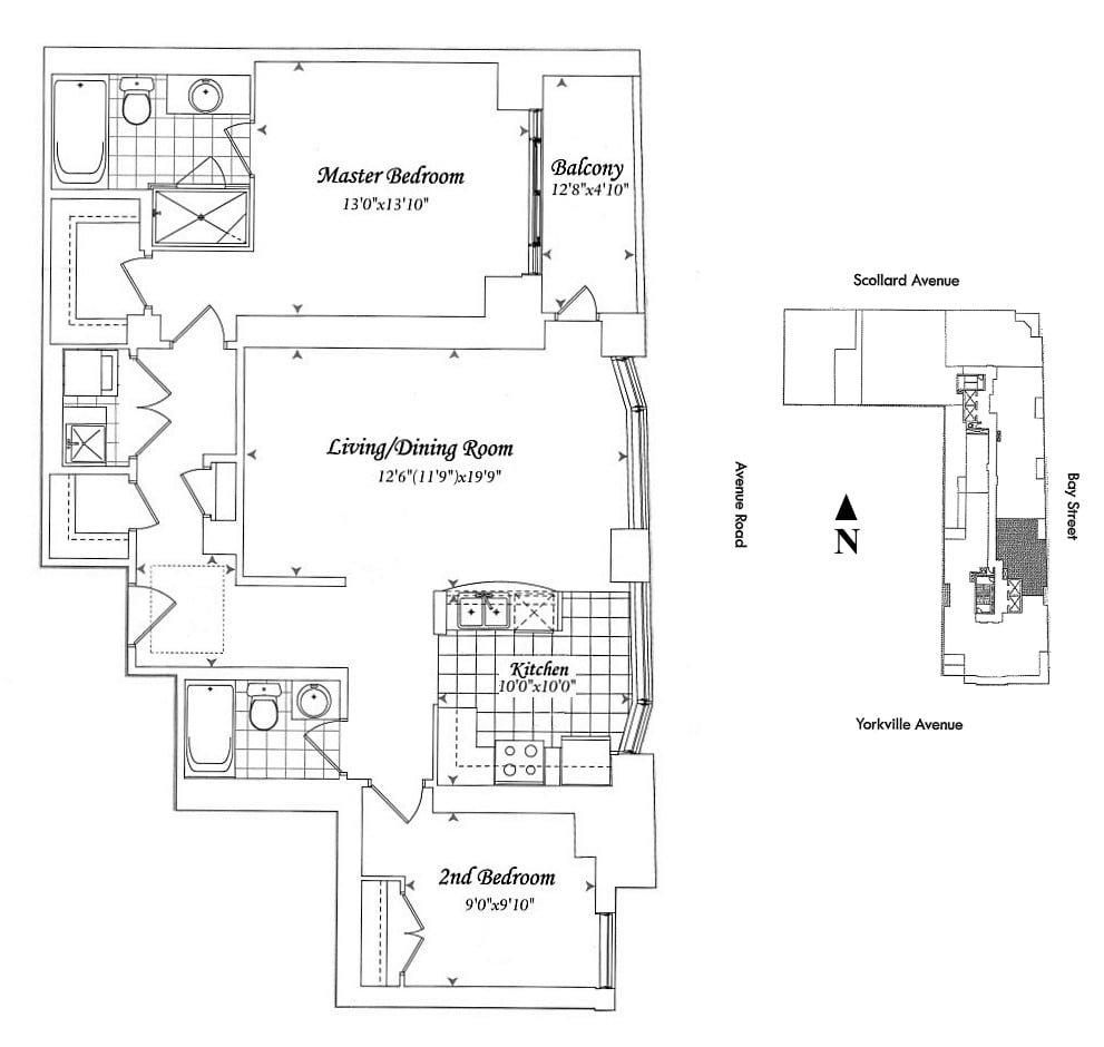 68 Yorkville Ave Toronto Floor Plans Regency Condos 2 Bedrooms Den 1207 Sq Ft Plus Balcony