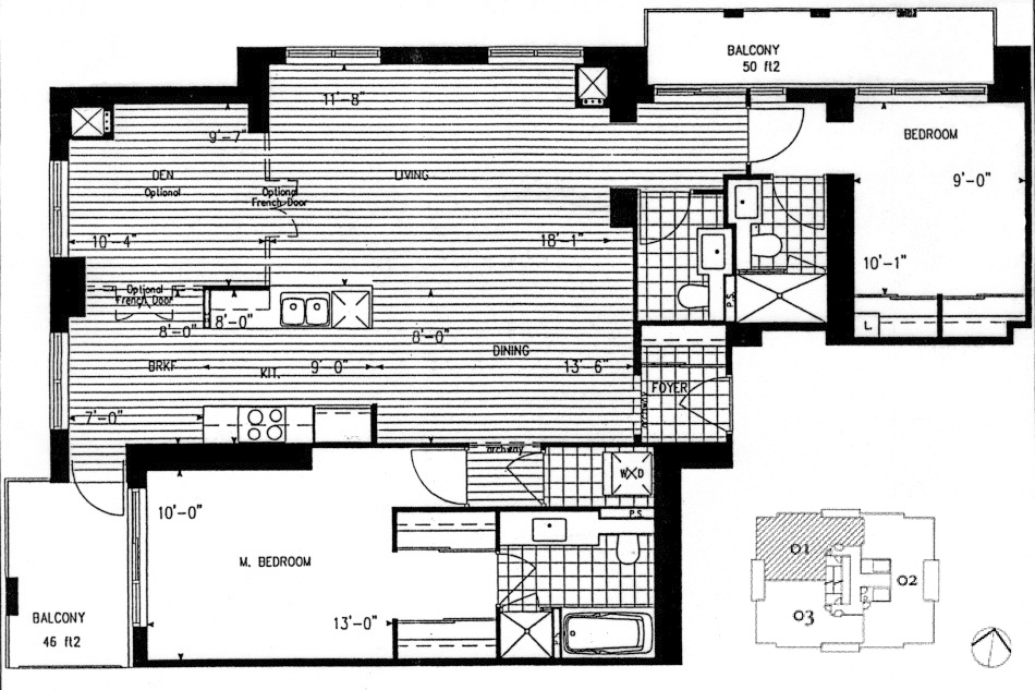 35 Balmuto St Toronto Penthouse Floor Plans Yorkville Condos Uptown Residences 2 Bedrooms Den 1316 Sq Ft Plus Balconies Gaynor Layout