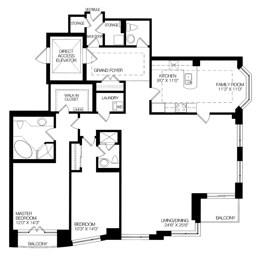 38 Avenue Rd Toronto Floor Plans Prince Arthur Condos Yorkville 2 Bedrooms Family Room 1845 Sq Ft Plus Balcony Suite J Layout 