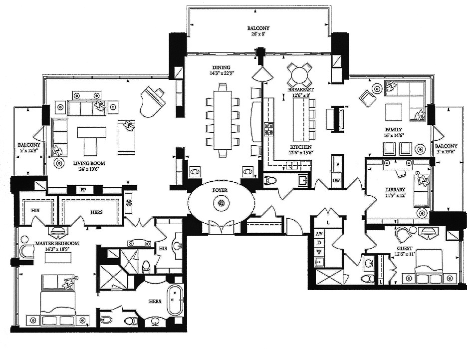 80 Yorkville Ave Annex Toronto Condos Floor Plans 3 Bedrooms Family Room 3280 Sq Ft Plus 3 Balconies Laroche Layout Half Floor