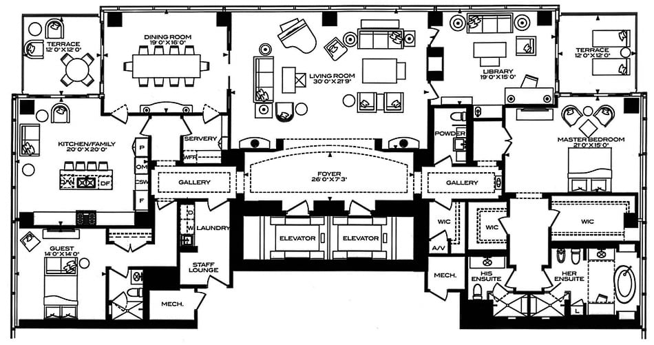 Four Seasons Condos Toronto Floor Plans 50 Yorkville Ave 3 Bedrooms Family Room 3914 Square Feet