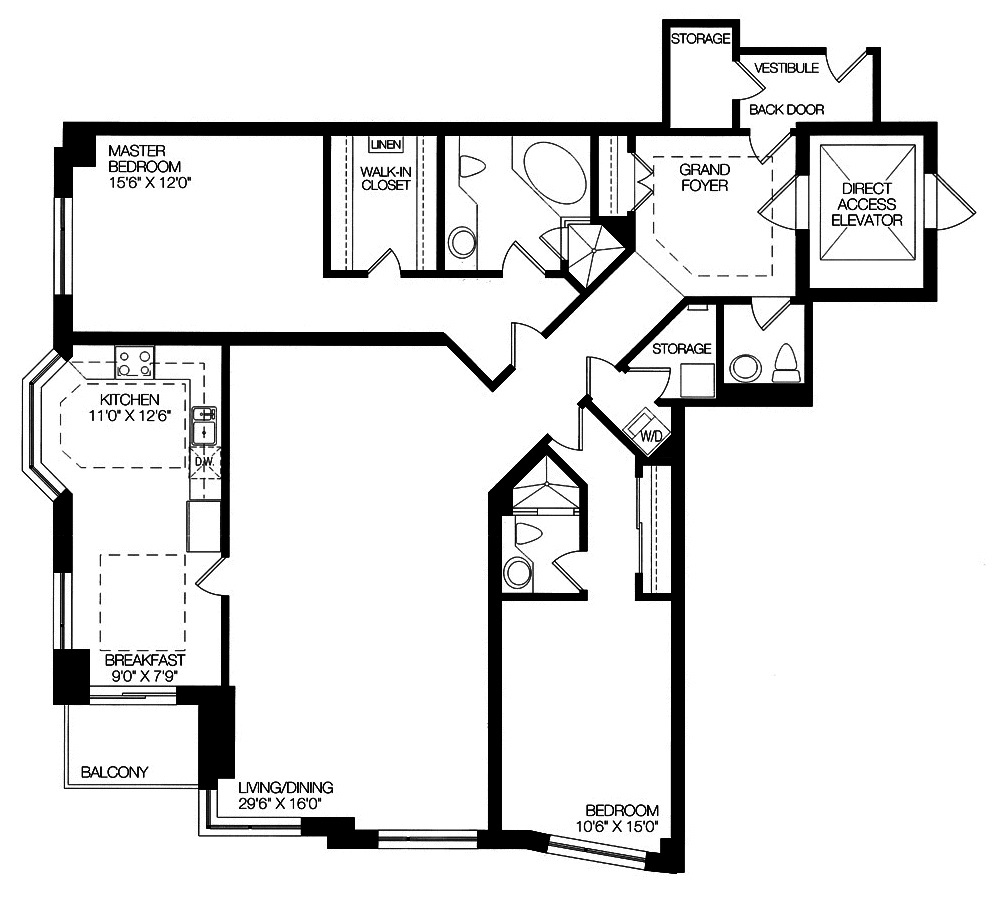 38 Avenue Rd Yorkville Toronto Prince Arthur Condos 2 Bedrooms 1845 Sq Ft Plus Balcony Suite K Layout