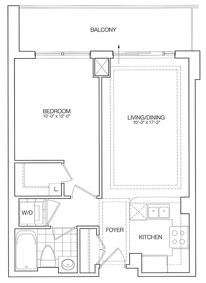 Kilgour Condos Toronto 20 Burkebrook Place 1 Bedroom Floor Plans 579 Sq Ft & Balcony Leeds Layout Victoria