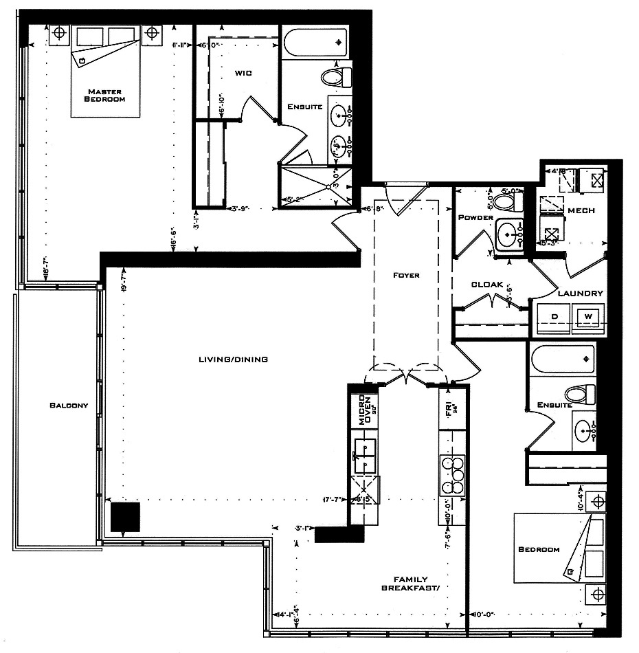 1 Bedford Rd Yorkville Annex Toronto Condos Floor Plans 2 Bedrooms 1521 Square Feet Plus Balcony Lawrence Layout