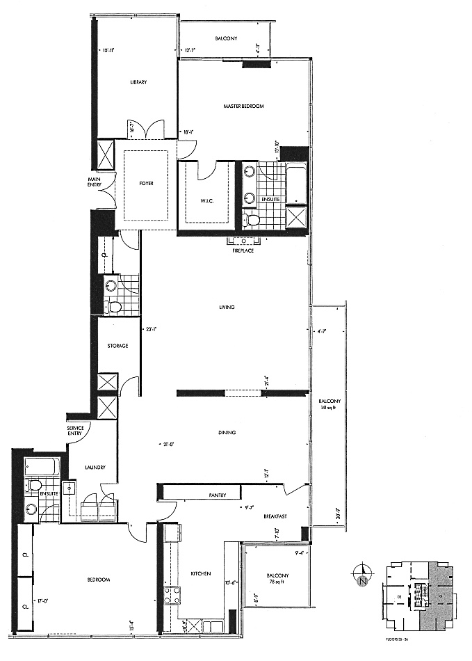 18 Yorkville Ave Toronto The Bedford Penthouse Floor Plans 3 Bedrooms 2687 Sq Ft Plus Balconies Annex Condos