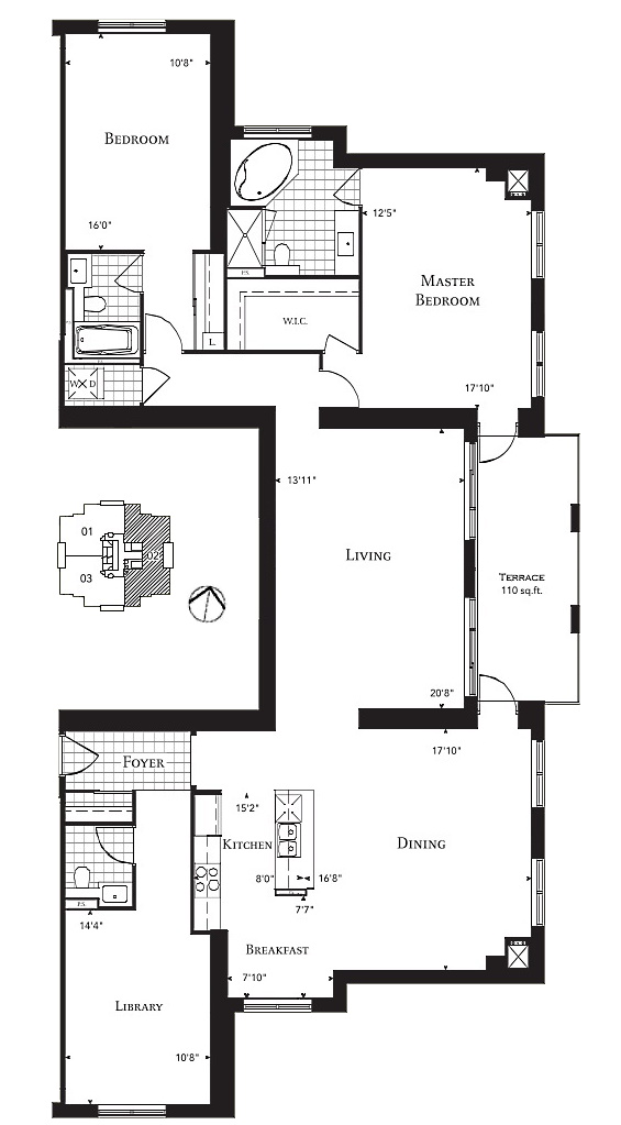 35 Balmuto St Toronto Penthouse Floor Plans Yorkville Condos Uptown 3 Bedrooms 2110 Sq Ft Plus Terrace Normand Layout