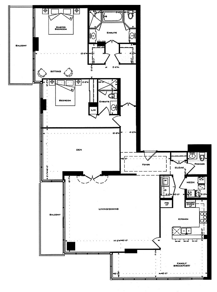 1 Bedford Rd Annex Toronto Condos Floor Plans 2 Bedrooms Family Rm Den 2200 Sq Ft Plus Balconies Browning Layout