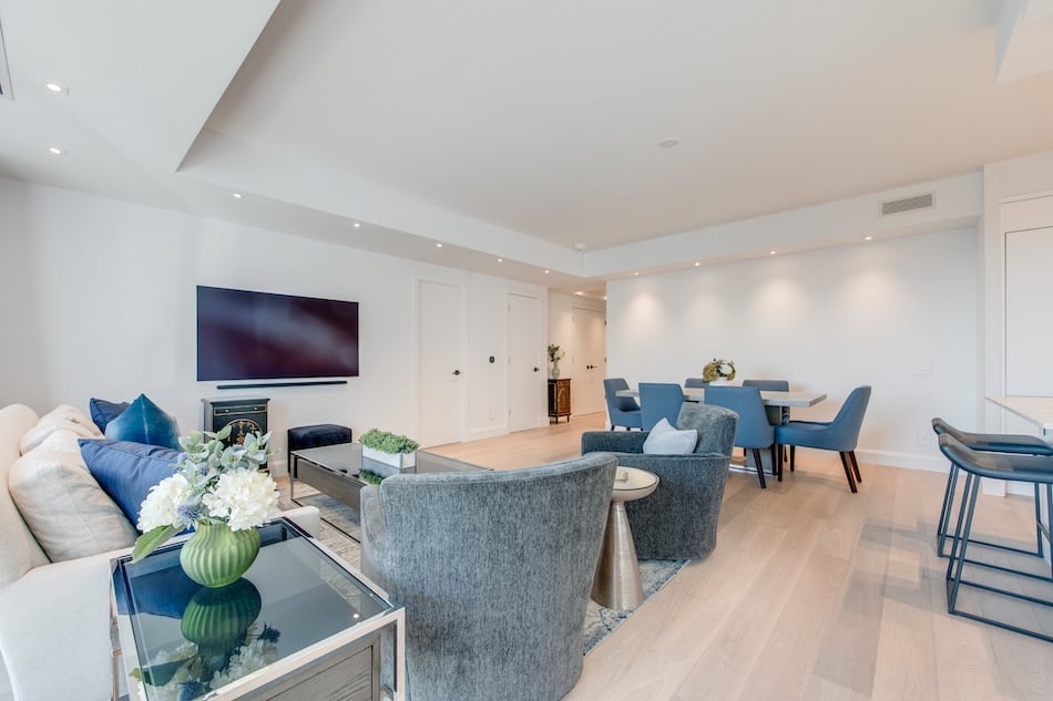 Living Room Dining Room 200 Cumberland St Toronto Suite 2703 Yorkville Luxury Condos