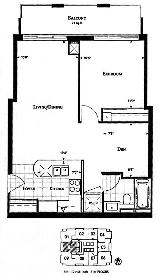 35 Balmuto St Toronto Floor Plans Yorkville Condos Uptown Residences 1 Bedroom Den 715 Sq Ft Plus Balcony Dunne Layout