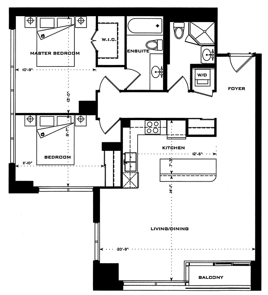 1 Bedford Rd Yorkville Annex Toronto Condos Floor Plans 2 Bedrooms 1015 Square Feet 