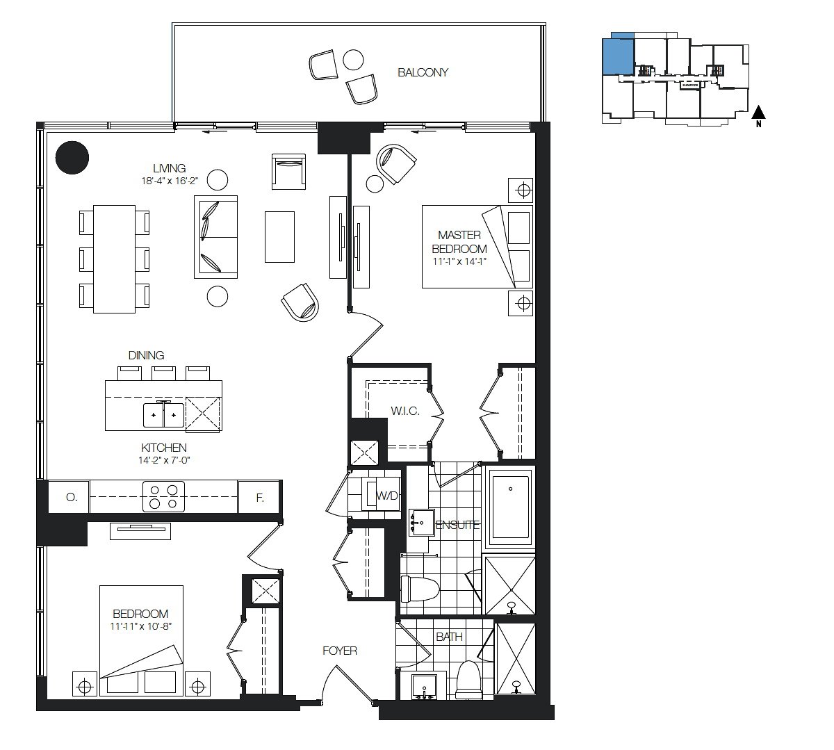 170 Avenue Rd Toronto Unit Floor Plans 2 Bedrooms 1078 Square Feet Plus Balcony Yorkville Annex Condos Pears On Avenue