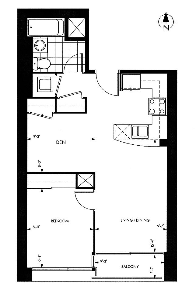 18 Yorkville Ave Toronto Floor Plans Condos 1 Bedroom Den 591 Sq Ft Plus Balcony South Exposure Cumberland Layout