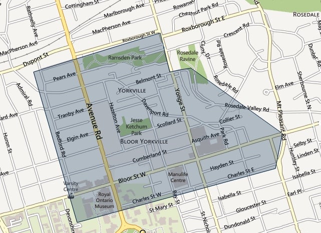 Yorkville Toronto Neighbourhood Map Boundaries Victoria Boscariol Chestnut Park Real Estate