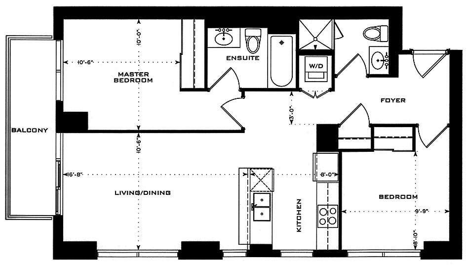 1 Bedford Rd Yorkville Annex Toronto Condos Floor Plans 2 Bedroom Plus Balcony 777 Square Feet James Layout