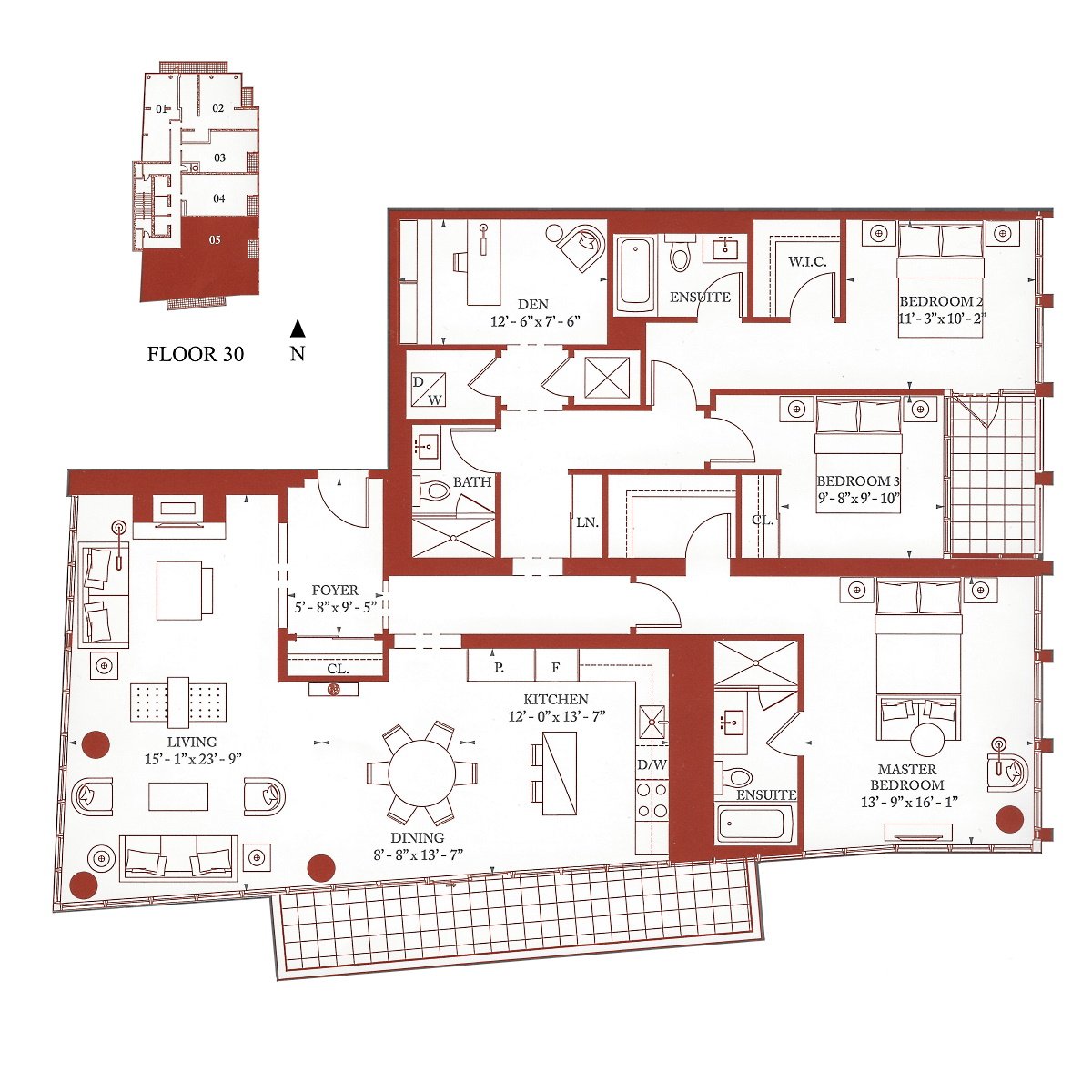 32 Davenport Rd Toronto Penthouse Floor Plans 3 Bedrooms Den 1965 Square Feet Plus Balcony South Exposure Yorkville Condos