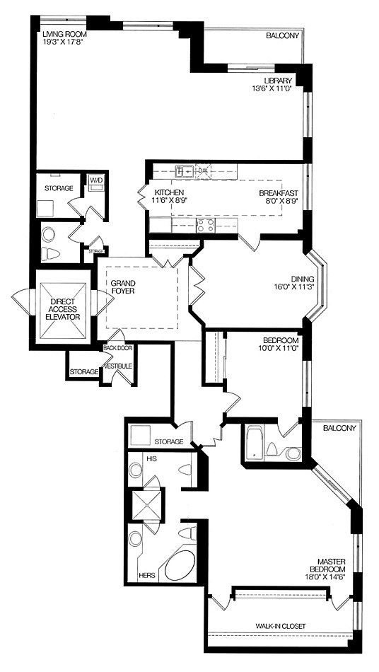 38 Avenue Rd Toronto Floor Plans Prince Arthur Condos Yorkville 2 Bedrooms Library 2270 Sq Ft Plus 2 Balconies Suite I Alternate Layout