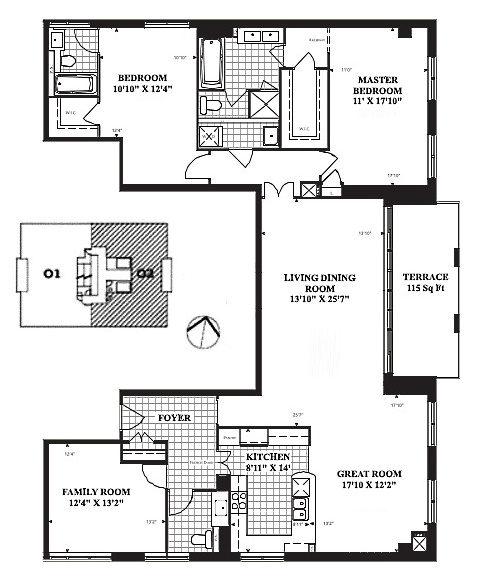 35 Balmuto St Toronto Penthouse Floor Plans Yorkville Condos Uptown 3 Bedrooms 2060 Sq Ft Plus Terrace Russell Layout
