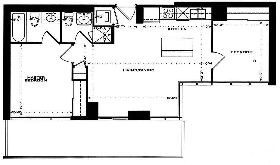1 Bedford Rd Yorkville Annex Toronto Condos 2 Bedroom 732 Square Feet Scott Layout