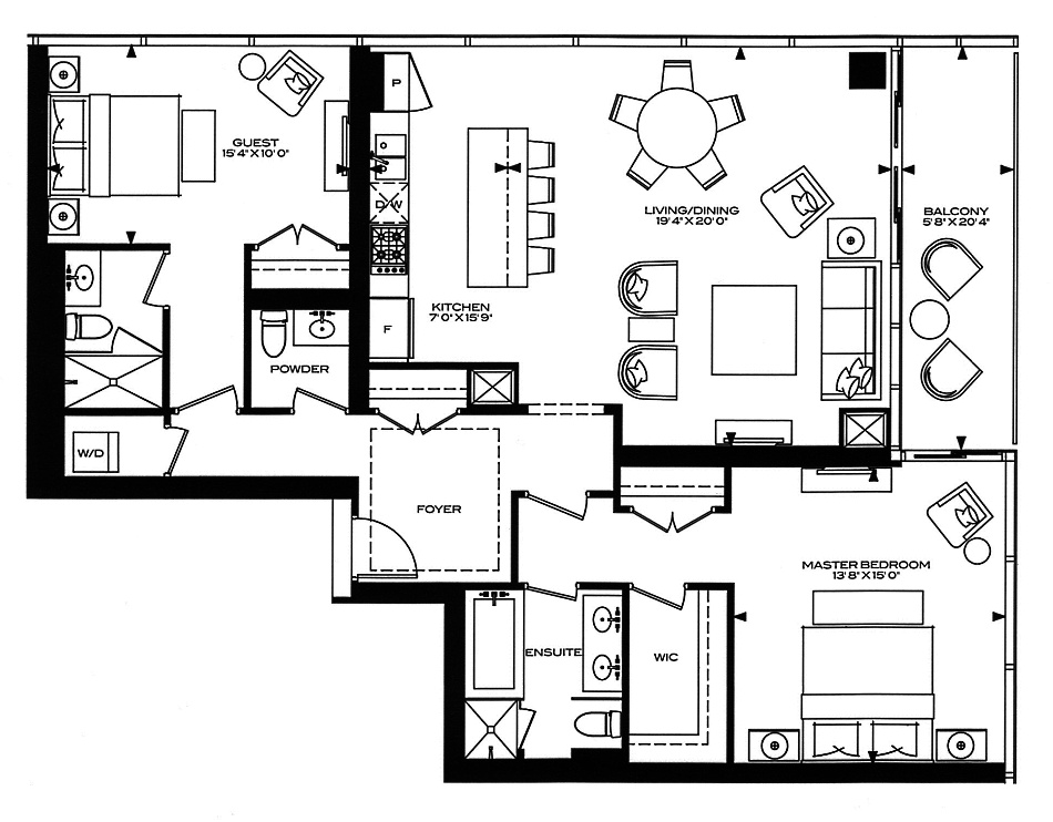 Four Seasons Condos Yorkville Toronto Floor Plans 55 Scollard St  2 Bedrooms 1485 Square Feet