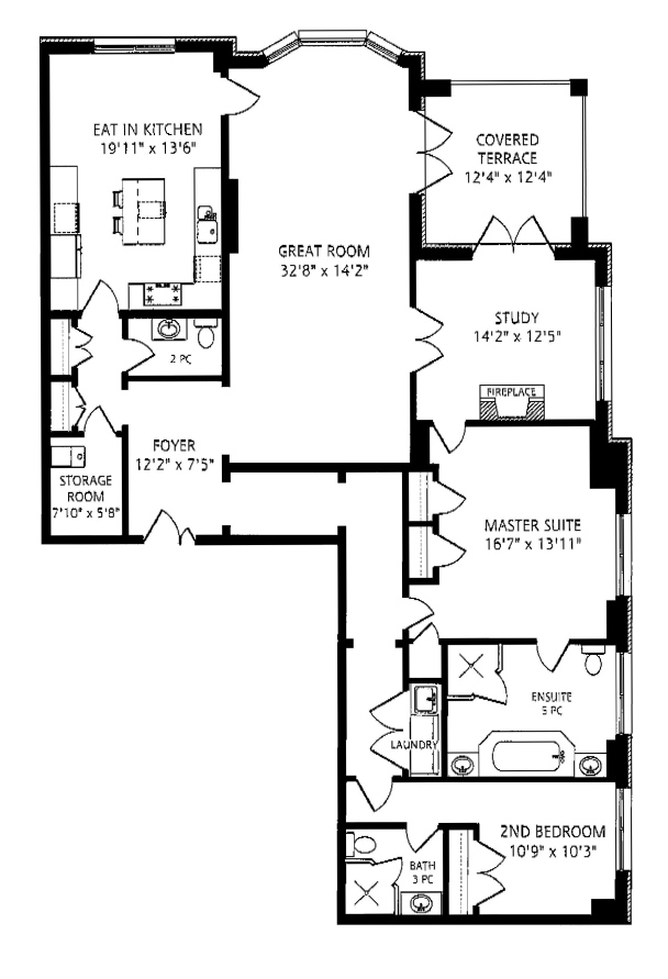 1 St Thomas Street Condos Floor Plans 2 Bedrooms Library 2295 Square Feet Plus Terrace