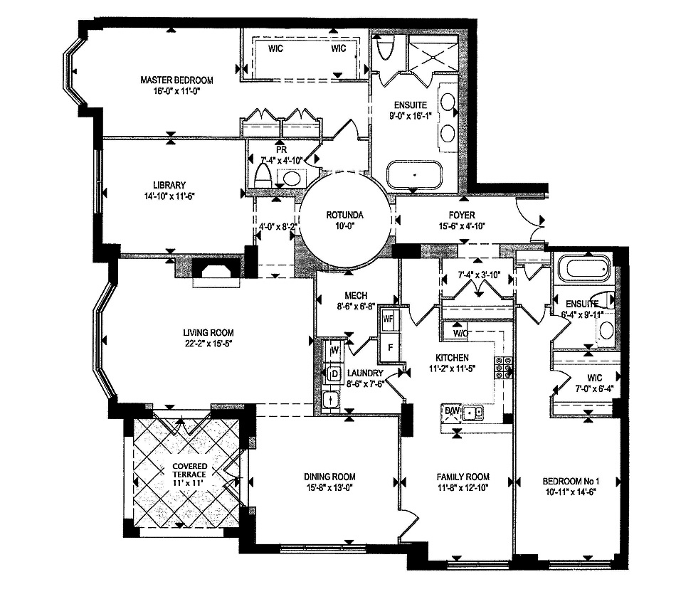 1 St. Thomas Street Toronto Yorkville Condos Floor Plans 2 Bedrooms Family Room Library 2568 Sq Feet Plus Terrace