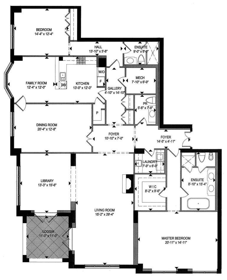 1 St. Thomas Street Yorkville Toronto Condos Floor Plans 2 Bedrooms Library Family Room 2928 Square Feet Plus Terrace