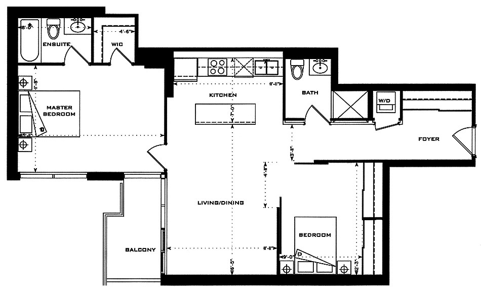 1 Bedford Road Yorkville Annex Toronto Condos Floor Plans 2 Bedrooms 971 Square Feet Plus Balcony Thomas Layout