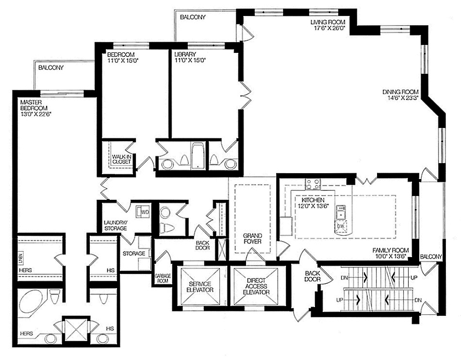 38 Avenue Rd Toronto Floor Plans Prince Arthur Condos Yorkville 3 Bedrooms Library Family Rm 2755 Sq Ft 3 Balconies Suite X Alternate Layout