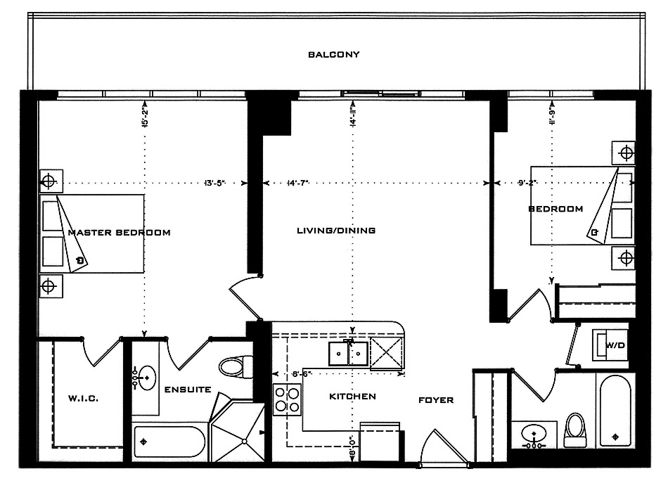 1 Bedford Road Yorkville Annex Toronto Condos Floor Plans 2 Bedroom 946 Sq Ft Plus Balcony Longfellow Layout