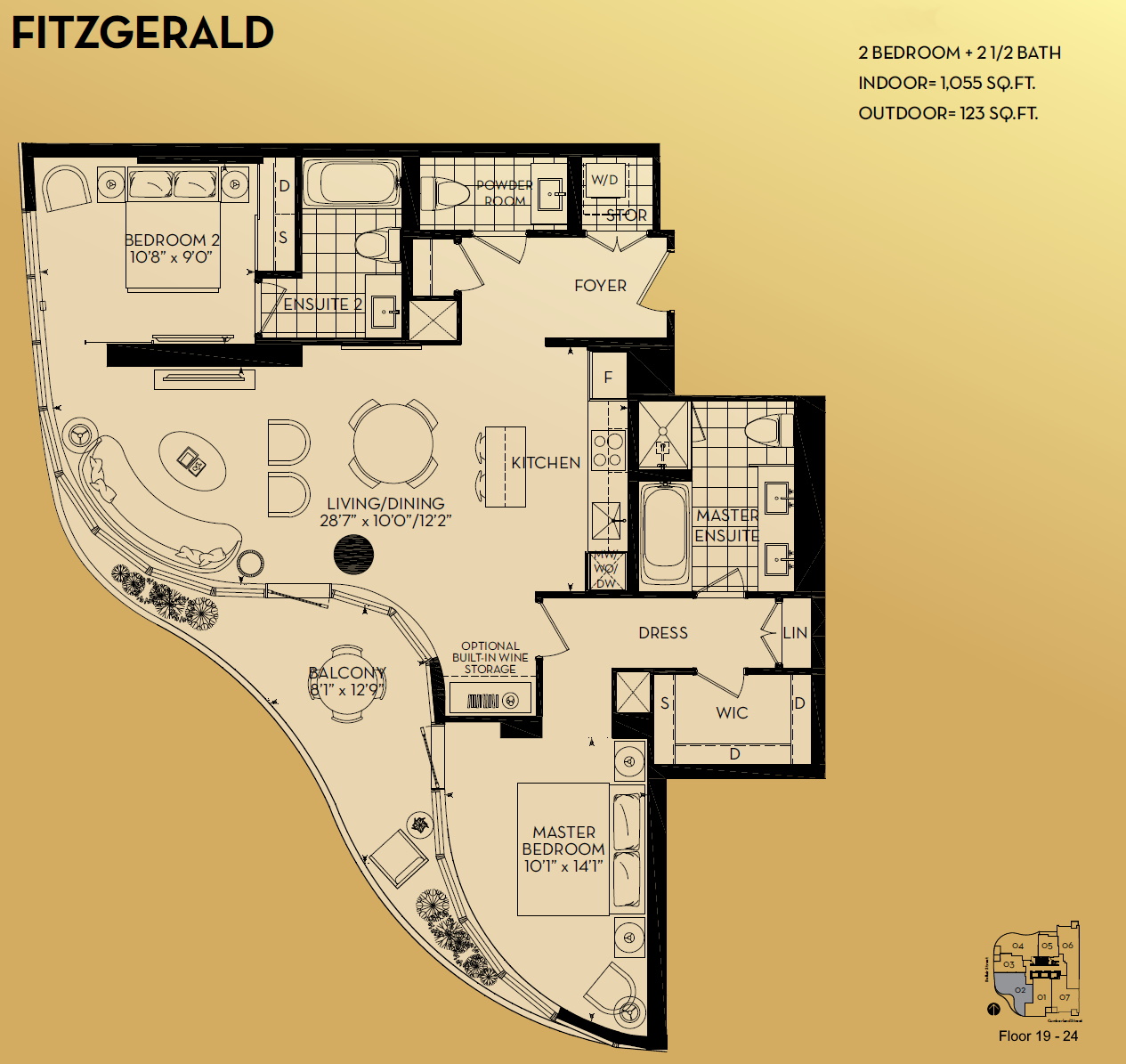 88 Cumberland St Toronto Yorkville Condos Penthouse Floor Plans 2 Bedroom 1055 Sq Ft Plus Balcony Southwest Fitzgerald