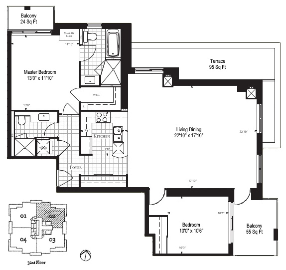 35 Balmuto St Toronto Floor Plans Yorkville Condos Uptown Residences 2 Bedrooms 1251 Sq Ft Plus Terrace & Balconies Hayworth Layout