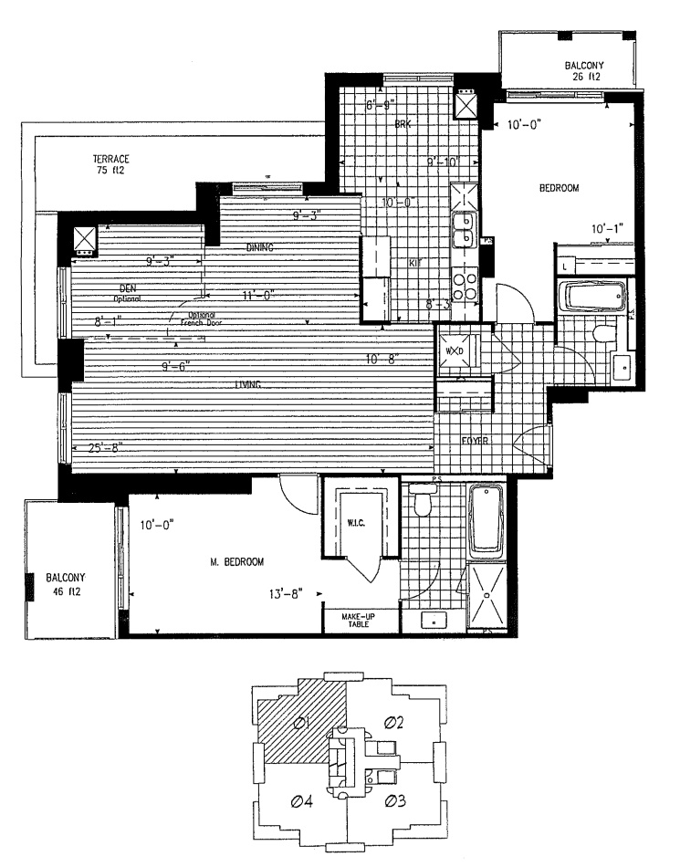 35 Balmuto St Toronto Penthouse Floor Plans Yorkville Condos Uptown Residences 2 Bedrooms Den 1365 Sq Ft Plus Terrace Oberon Layout Northwest Exposure