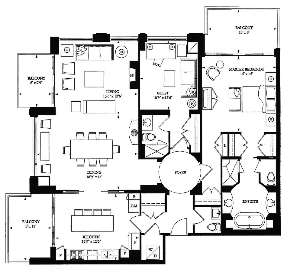 80 Yorkville Ave Annex Toronto Condos Floor Plans 2 Bedrooms 1710 Sq Ft Plus 3 Balconies Burberry Layout