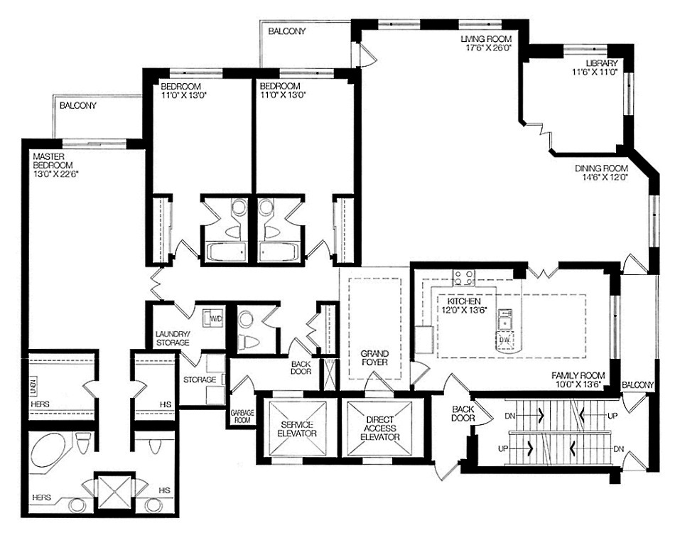 38 Avenue Rd Toronto Floor Plans Prince Arthur Condos Yorkville 3 Bedrooms Library Family Room 2755 Sq Ft 3 Balconies Suite X Layout 