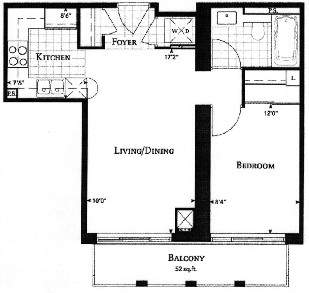 35 Balmuto St Toronto Yorkville Condos Floor Plans Uptown 1 Bedroom 544 Sq Ft de Havilland Layout