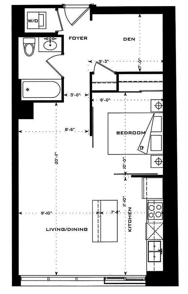 1 Bedford Road Yorkville Annex Toronto Condos Floor Plans 1 Bedroom Den 649 Square Feet Borges Layout