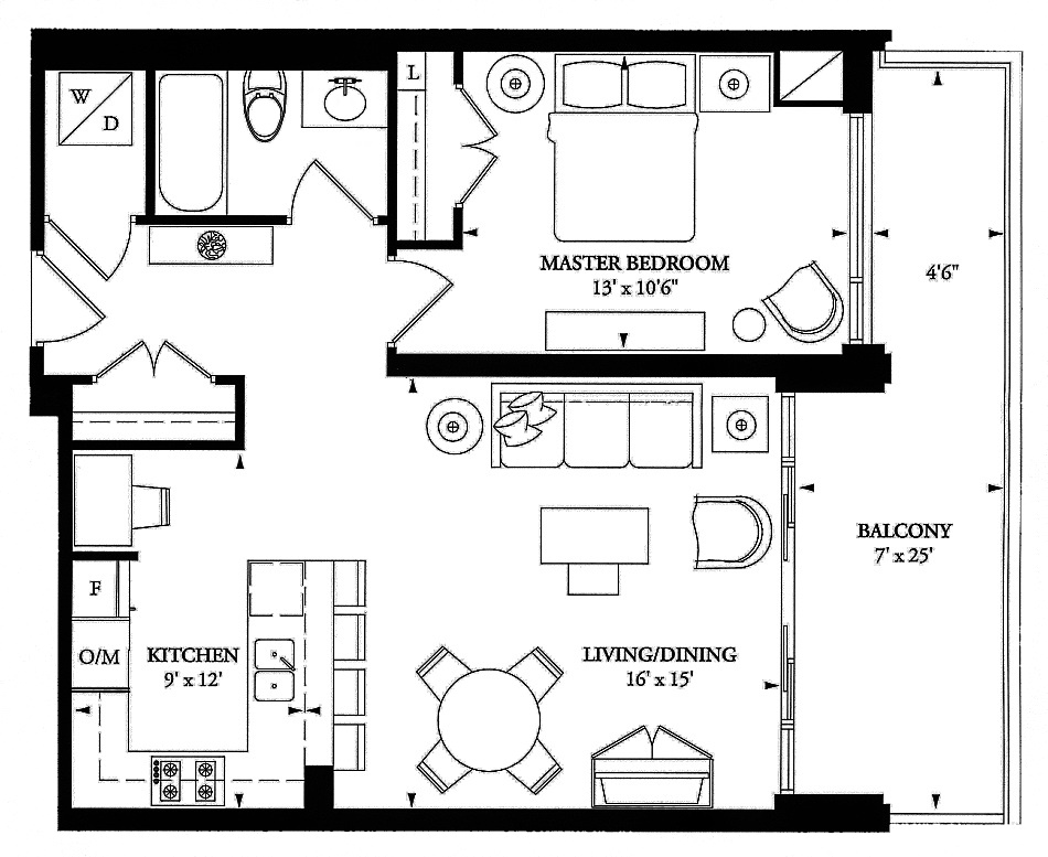 80 Yorkville Ave Annex Toronto Condos Floor Plans 1 Bedroom 732 Sq Ft Plus Balcony Klein Layout 