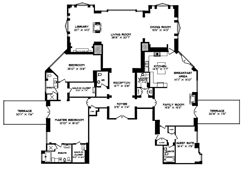 22 St. Thomas St Toronto Penthouse Floor Plans Windsor Arms Residences Yorkville Condos 3 Bedrooms Library 4760 Sq Ft Plus 2 Terraces