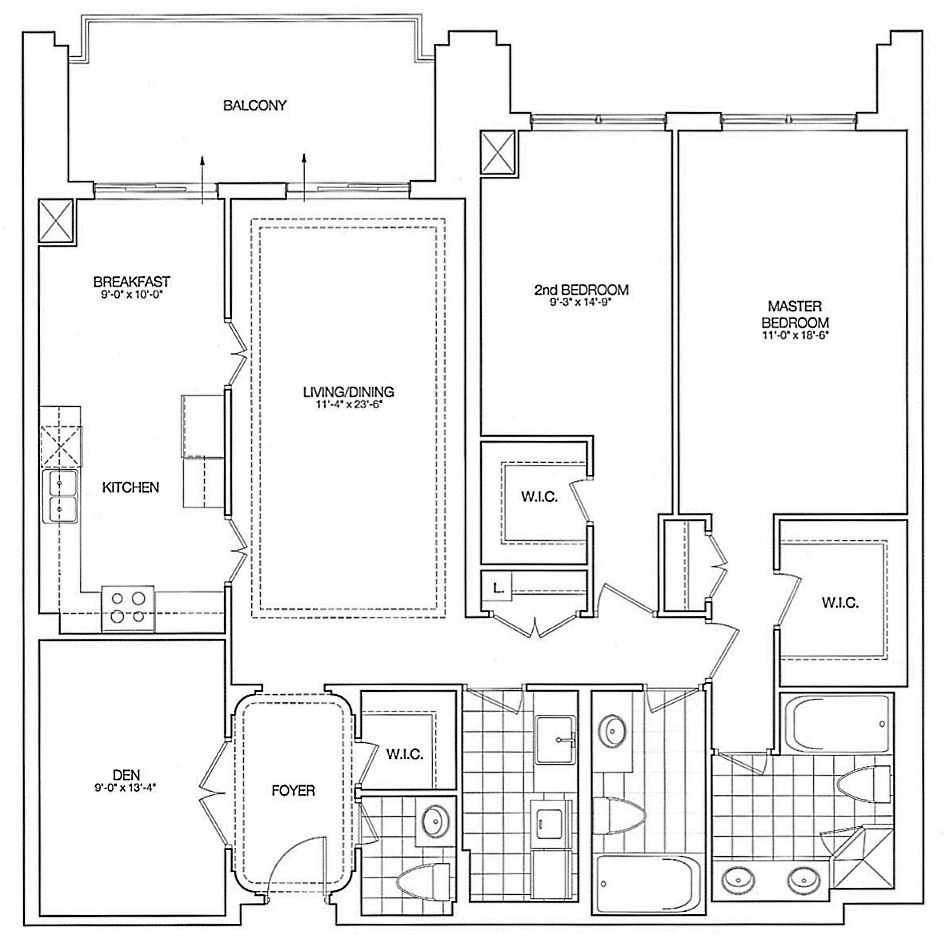Kilgour Estates Floor Plans Toronto Condos 20 Burkebrook 2 Bedrooms Den 1606 Sq Ft Plus Balcony Campbell Layout