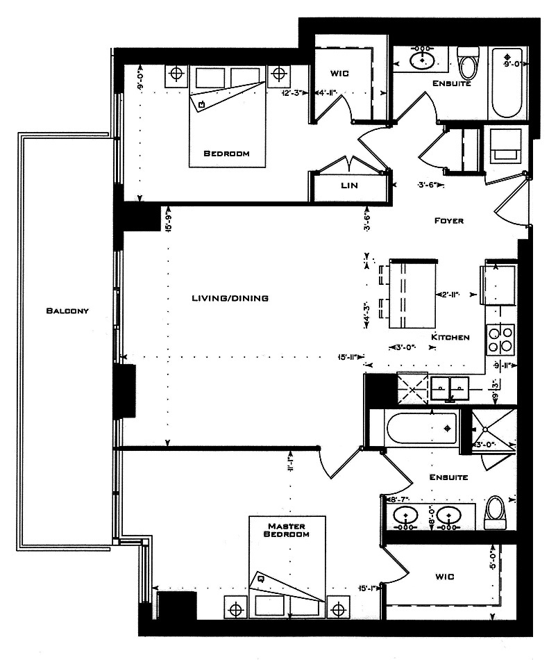 1 Bedford Rd Yorkville Annex Toronto Condos Floor Plans 2 Bedrooms 1050 Sq Ft Plus Balcony Gibran Layout